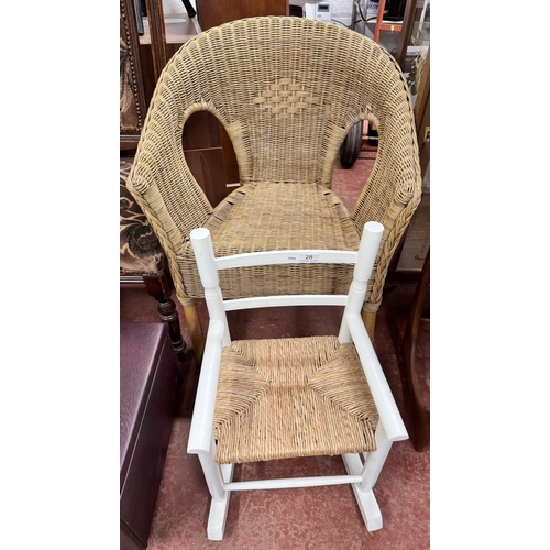 28 - CHILD'S ROCKING CHAIR & WICKER BASKET CHAIR