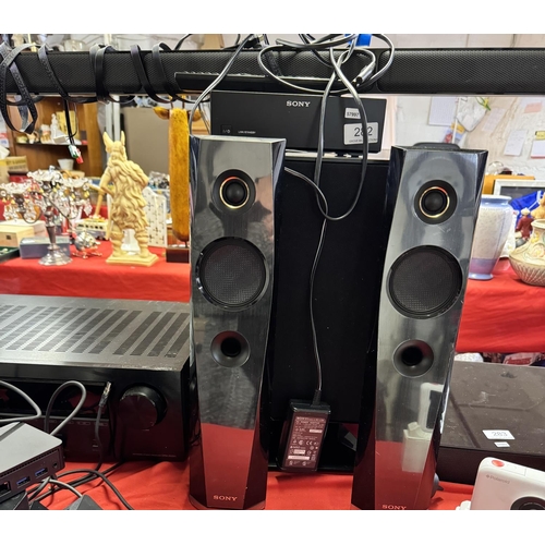 282 - SONY SS-WSB126 SUBWOOFER, TA-SA500ER SOUND AMPLIFIER, SS-S40 R SOUND BAR & PAIR OF SS-TSB135 SPEAKER... 