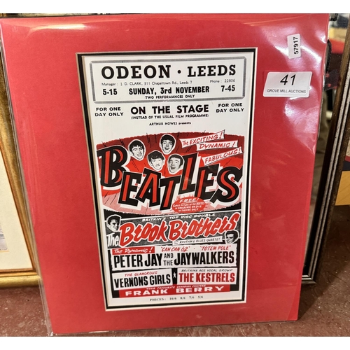 41 - REPRODUCTION ODEON LEEDS-THE BEATLES ADVERTISING POSTER