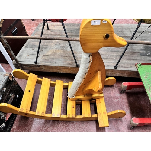 26 - LARGE WOODEN CHILD'S ROCKING DUCK