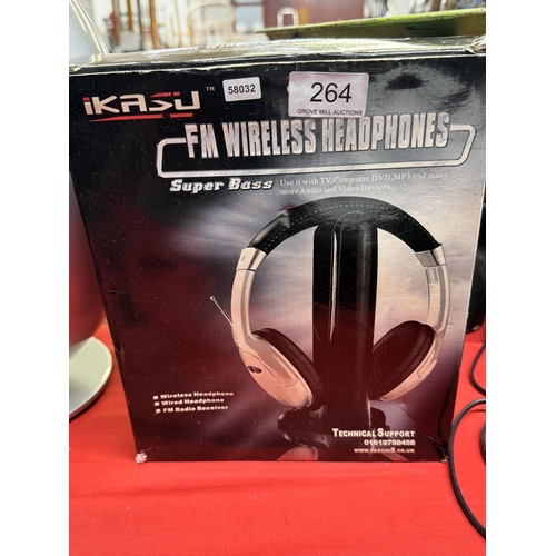 264 - BOXED iKASU SK4 3GN FM WIRELESS HEADPHONES(NEW)