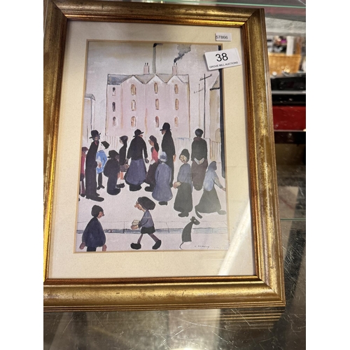 38 - SMALL FRAMED LOWRY PRINT