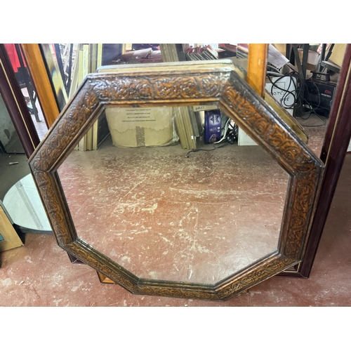 42 - 3 VINTAGE WOODEN FRAMED MIRRORS