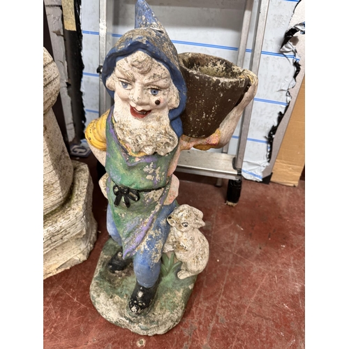 5 - STONE WARE GNOME GARDEN ORNAMENT