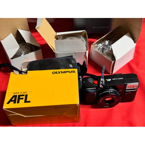 261 - BOXED OLYMPUS CAMERA WITH CASE, BOXED DIGITAL CAMERA, 12v ADAPTER WITH PINS (NEW) & 3 NEW HALOGEN CE... 