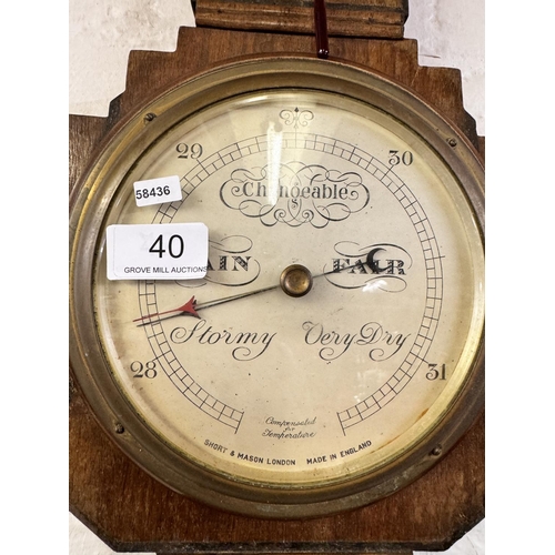 40 - VINTAGE SHORT & MASON, LONDON WALL BAROMETER