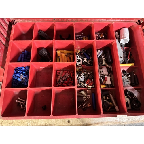56 - VINTAGE METAL 3 DRAWER TOOL STORAGE CABINET WITH CONTENTS