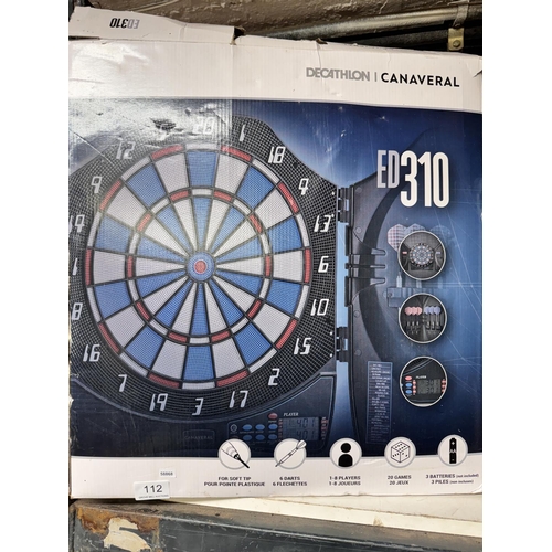 112 - BOXED ELECTRONIC DART BOARD WITH 'DARTS'