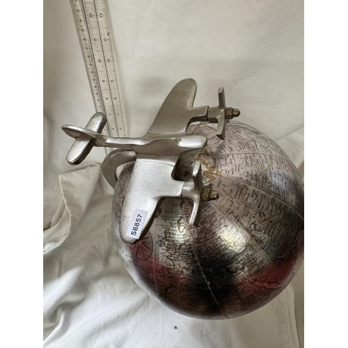 172 - DESK GLOBE WITH AEROPLANE (RESERVED AT £12)