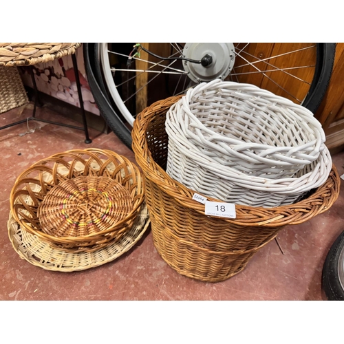 18 - 5 ASSORTED WICKER BASKETS