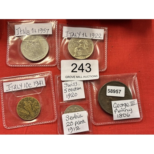 243 - 6 COINS INCL 1806 GEORGE III PENNY