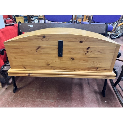 26 - LARGE SOLID WOOD DOMED STORAGE CHEST