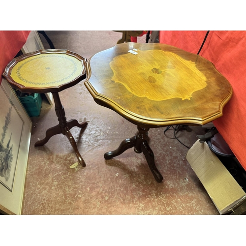 28 - ITALIAN INLAID PEDESTAL TABLE & A WINE TABLE