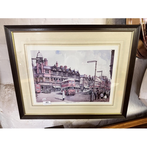 40 - LARGE FRAMED Ltd Ed 'WIGAN MARKET PLACE -1950's' H. WALDER SIGHED PRINT(287/400)