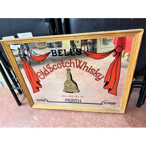 47 - LARGE FRAMED BELLS SCOTCH WHISKEY ADVERTISING MIRROR