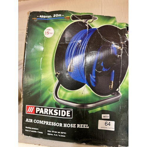 64 - BOXED PARKSIDE AIR COMPRESSOR HOSE REEL(NEW)