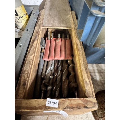 78 - WOODEN BOX OF DRILL BITS