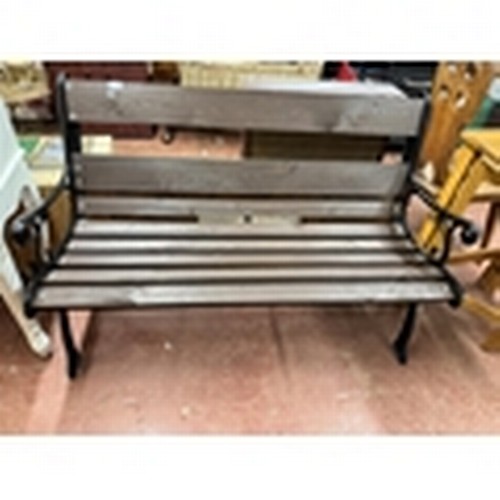 25 - GARDEN BENCH WITH CAST IRON ENDS(RESERVED AT £30)