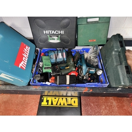 82 - CRATE OF CORDLESS TOOLS, CHARGERS & CASES(A/F)