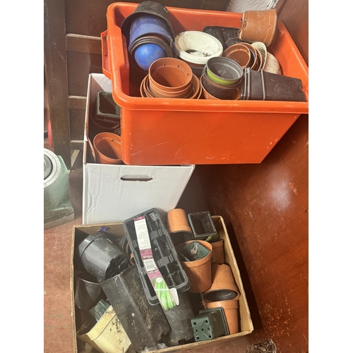 1 - 3 BOXES OF PLASTIC PLANT POTS(USED)