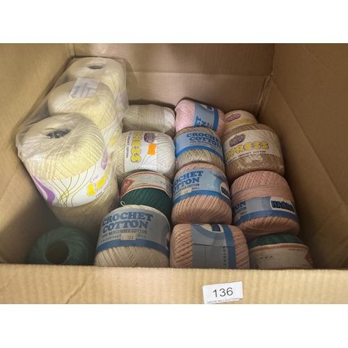 136 - BOX OF KNITTING YARN