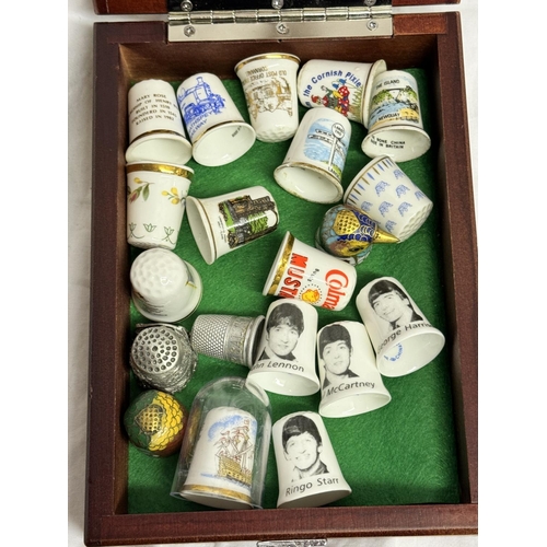 183 - SMALL BOX OF THIMBLES INCL THE BEATLES