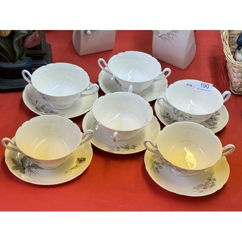 190 - SET OF 6 VINTAGE SHELLEY SOUP BOWLS & SAUCERS