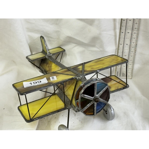 199 - STAINED GLASS MODEL BI-PLANE(RESERVED AT £15)