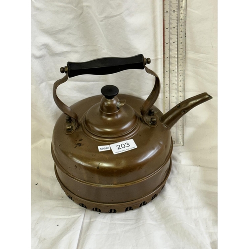 203 - COPPER KETTLE WITH BAKELITE HANDLE