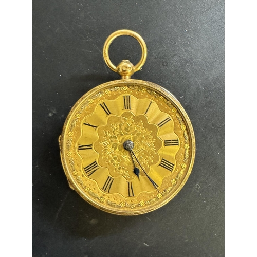 208 - WOODEN CASED 18ct GOLD POCKET WATCH 60gms(NO GLASS)