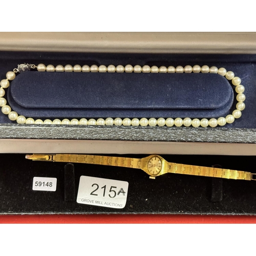 215A - BOXED LADIES ACCURIST WATCH & BOXED DYNASTY PEARLS