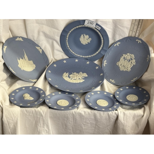 230 - 8 WEDGWOOD JASPER PLATES & PIN DISHES