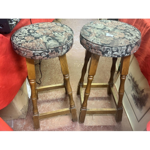 28 - PAIR OF TALL BAR STOOLS