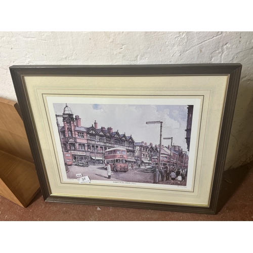 37 - LARGE FRAMED Ltd Ed 'WIGAN MARKET PLACE -1950's' H. WALDER SIGHED PRINT(287/400)