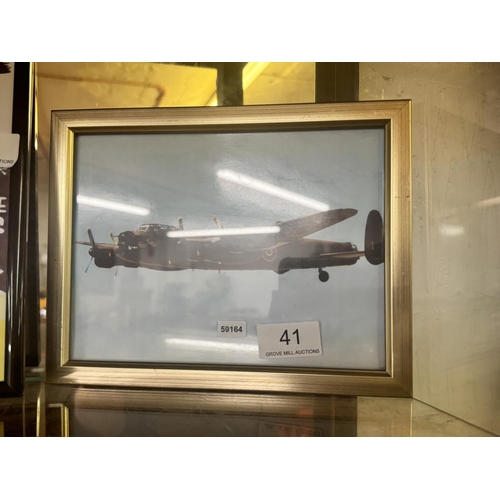 41 - SMALL FRAMED LANCASTER BOMBER PHOTO PRINT