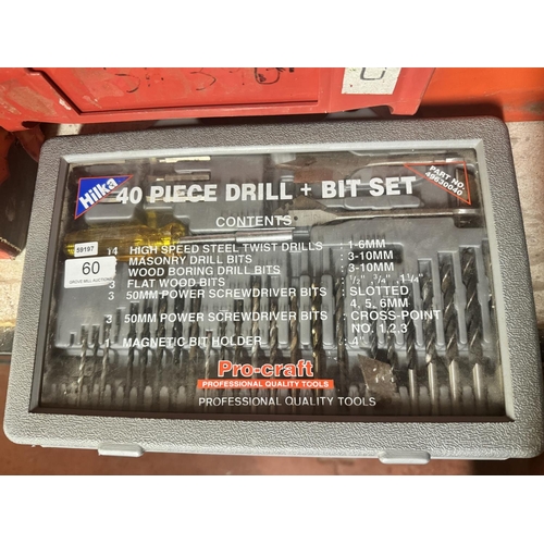 60 - CASED HIKA 40pc DRILL & BIT SET