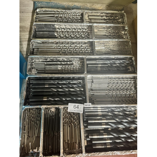 64 - TRAY OF DRILL BITS (NEW APPROX 300)