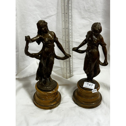 147 - PAIR OF 'MODISTE' & 'GAYITE' FIGURES ON PLINTHS