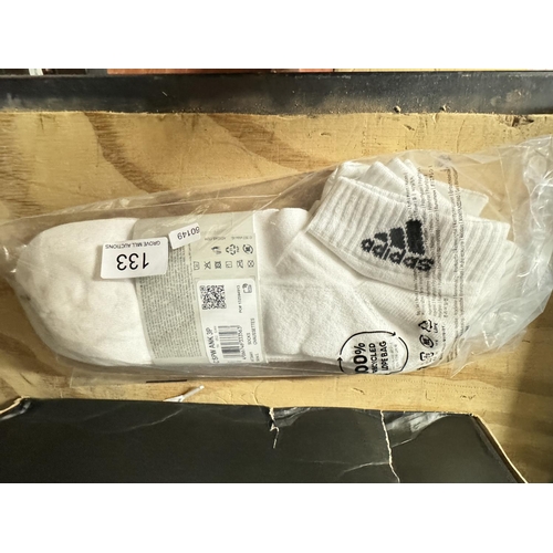 133 - 3 PAIRS OF ADIDAS TRAINER SOCKS (NEW-SZ L)