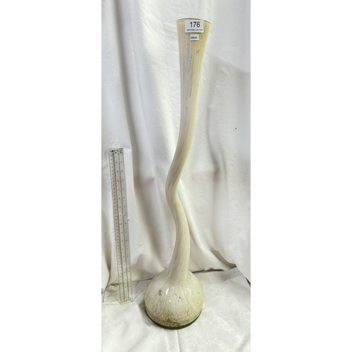 176 - TALL STUDIO GLASS TWIST NECK VASE(approx 35cm)