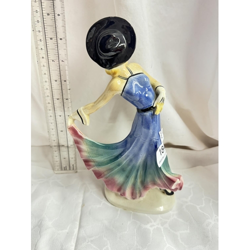 184 - POTTERY 'DANCING ART DECO LADY' FIGURE