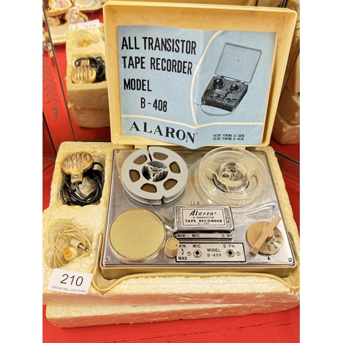 210 - VINTAGE ALARON 4-TRANSISTOR TAPE RECORDER B-408 (RESERVED AT £20)