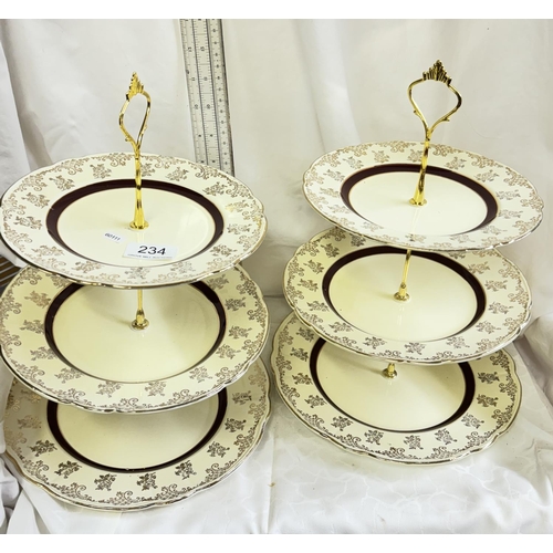 234 - 2  THREE-TIER CHINA  CAKE STANDS