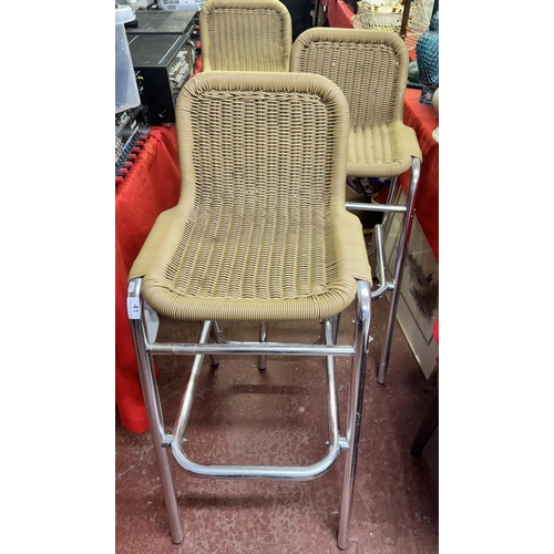 41 - 3 WICKER EFFECT HIGH CHAIRS