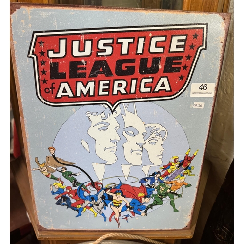 46 - TIN PLATE 'JUSTICE LEAGUE OF AMERICA' WALL ART