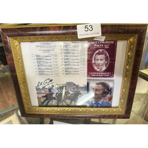 53 - FRAMED COLLAGE OF LESTER PIGGOTT'S FINAL RACE NOTTINGHAM 1985