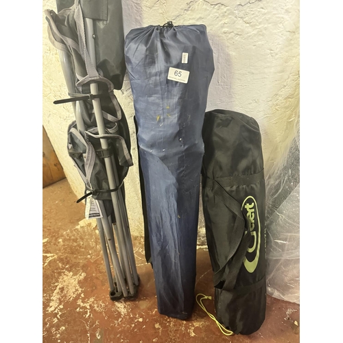 65 - 2 FOLDING CHAIRS & CASED WINDBREAKER