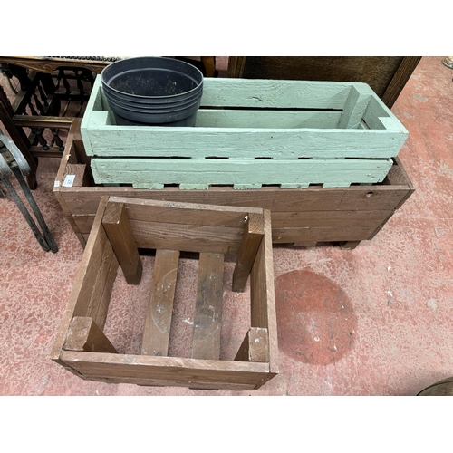 28 - 3 WOODEN GARDEN PLANTERS