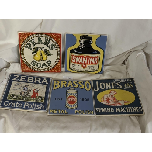 134 - 5 CERAMIC ADVERTISING TILES