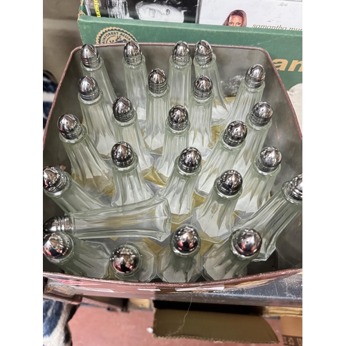 67 - BOX OF GLASS CRUETS